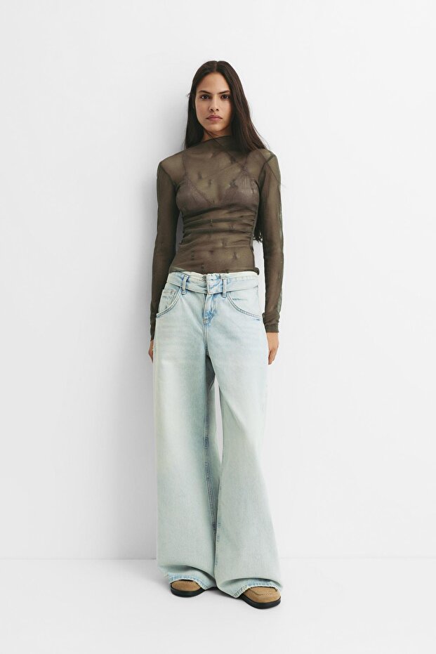 Şeffaf uzun kollu üst - 1