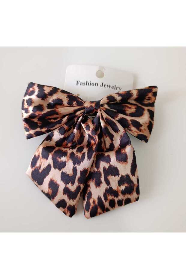 مشبك على شكل فيونكة بنقشة الفهد - 3