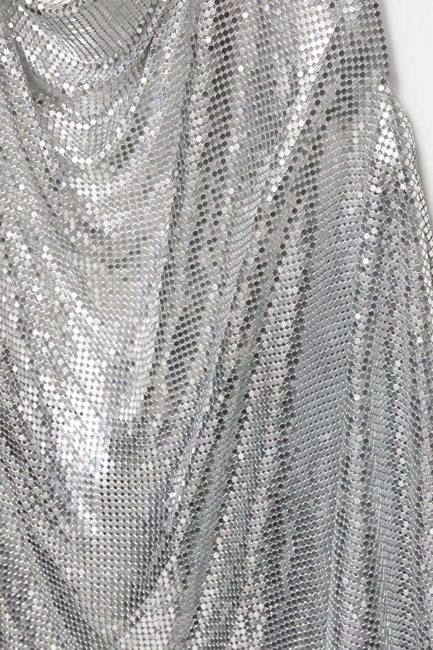 Gümüş metalik file halter top - 6