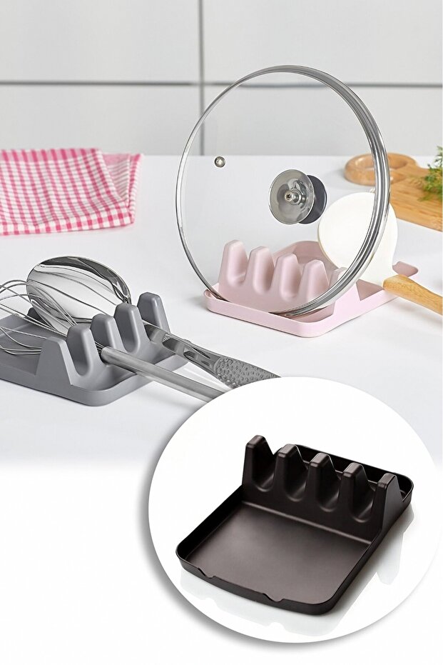 Multi-Purpose Kitchen Organizer: Spoon Rest and Ladle Holder, Dirty Spoon Holder, Pot Lid Stand