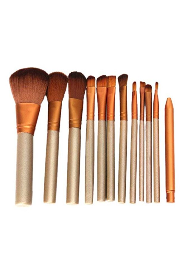 12-Piece Make-Up Brush Set Gold/Bronze