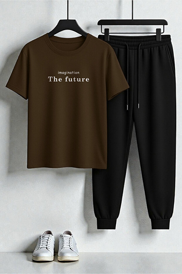 Unisex the Future Design Printed T-Shirt - 2-Piece Tracksuit Set
