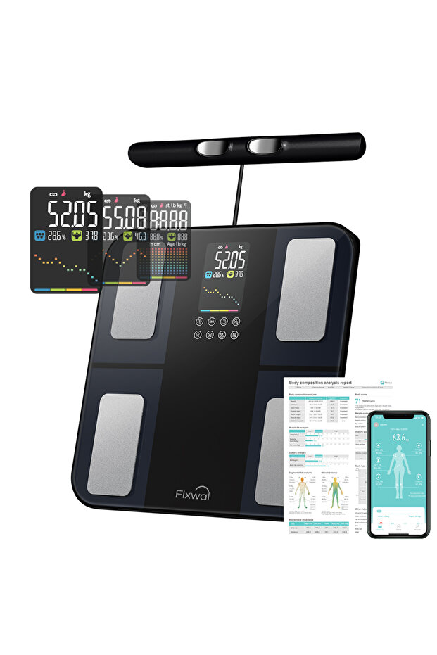 Smart Digital Body Weight & Fat Scale, 8-Electrode Bluetooth BMI Body Composition Analyzer 180kg
