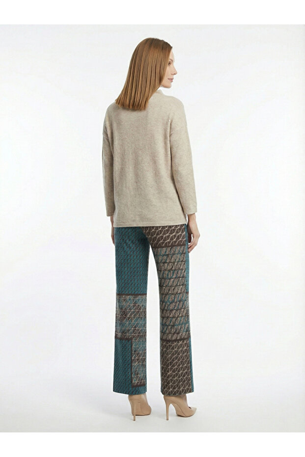 Krem Örme Taşlı Bluz - 3