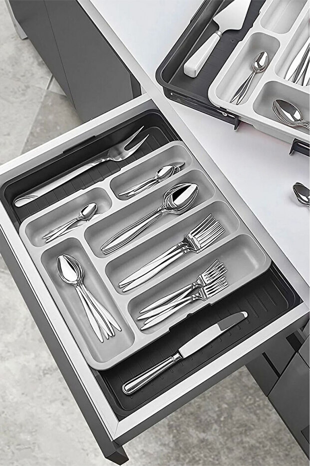 Double-Sided Extendable Practical Cutlery Holder for Drawer, Organizer, Spoon Holder
