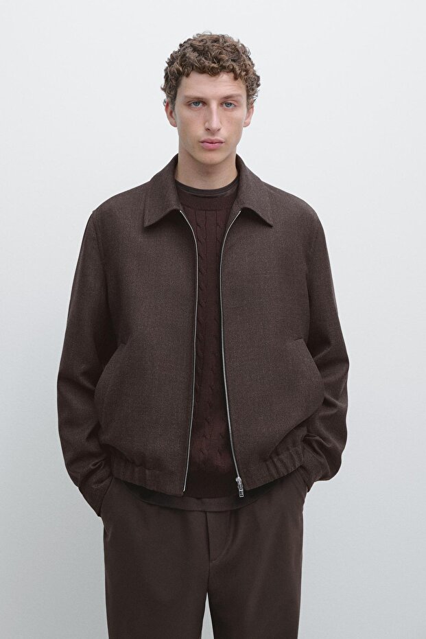 100% wool zip-up bomber jacket - 2