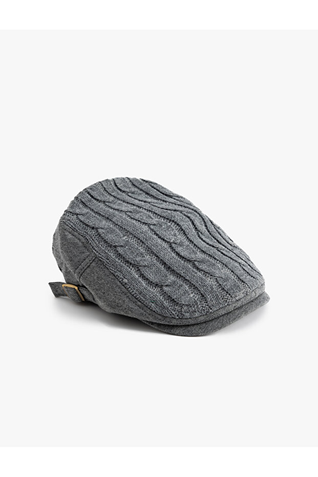 Textured Cap with Buckle Detail