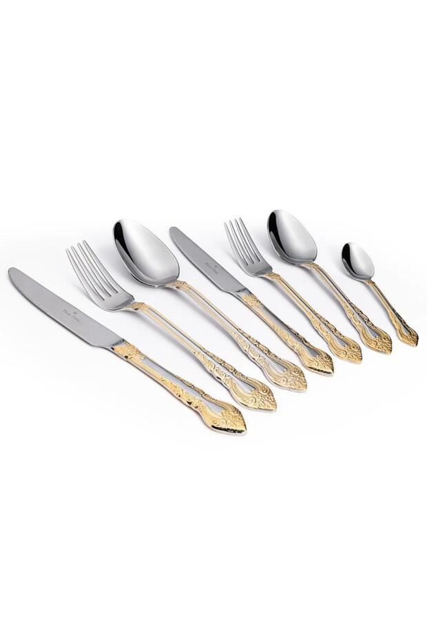 Rome Gold Decorated 6-Person 42-Piece Stainless Steel Cutlery Set with Box