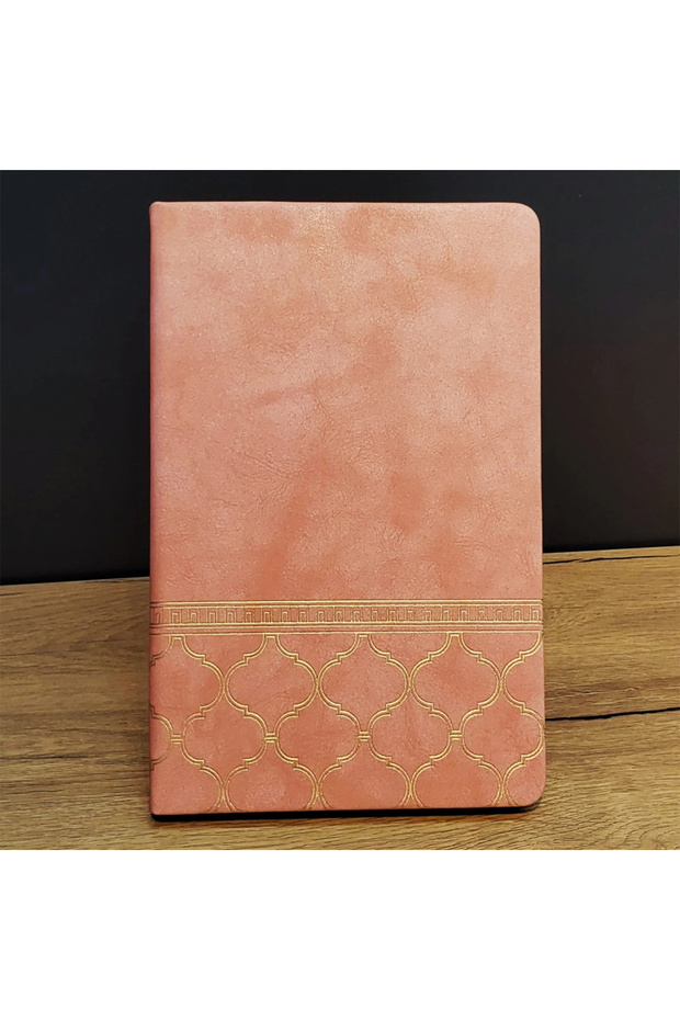 Patterned Leather Notebook Salmon - 1