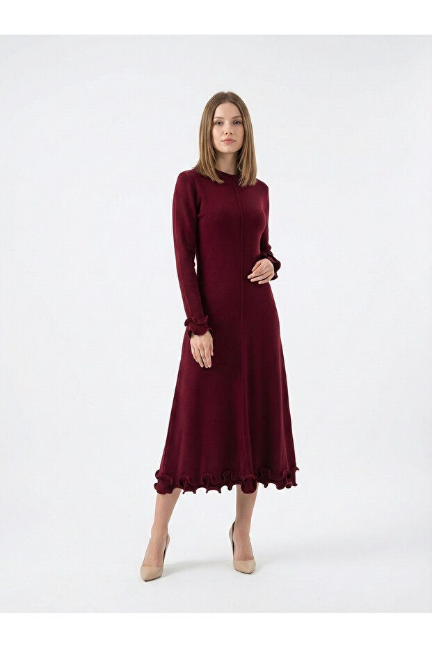 Bordo Triko Elbise