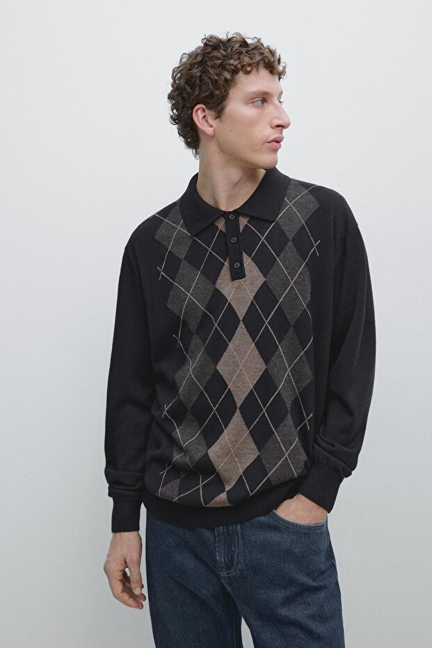 Argyle detaylı triko kazak - 2