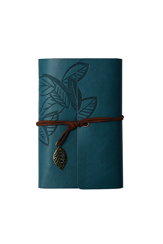 Leaf Patterned Leather Notebook - 1