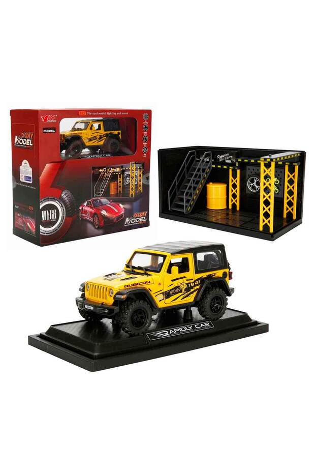 1:32 Jeep Wrangler Rubicon Diecast Model Car with Sound and Light and Repair Workshop Set Metal Set