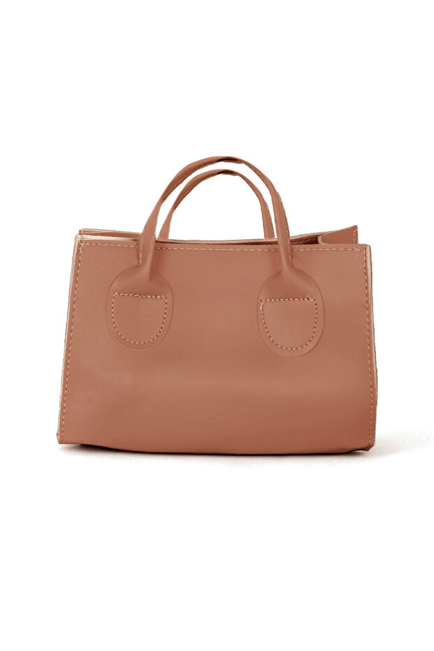 Women's Brown Mini Size Faux Leather Hand and Shoulder Bag with Strap