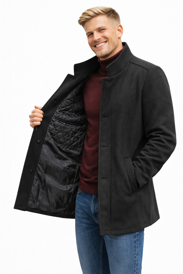 Ezel Yaka Kumaş Kaban - 3