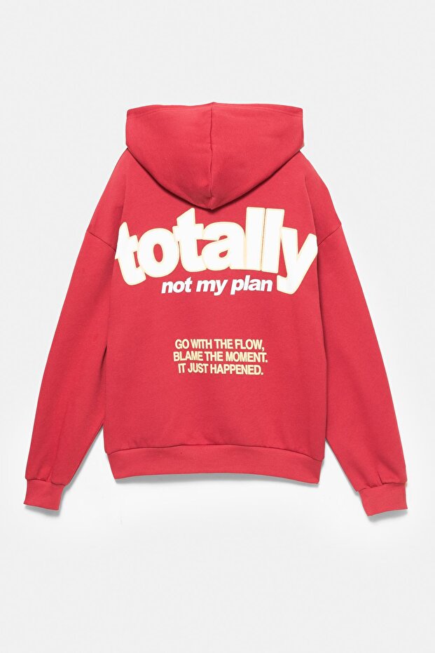 Kırmızı kapüşonlu sweatshirt - 5