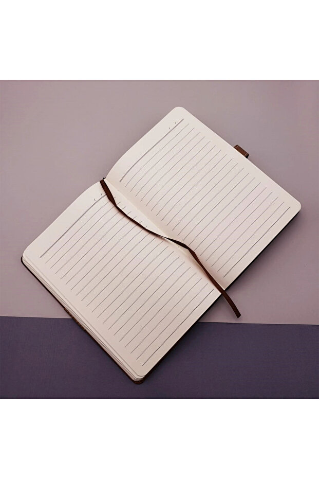 Patterned Black Leather Notebook Pen Set - 2