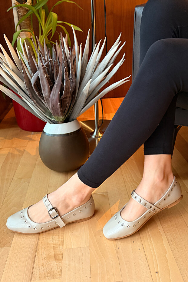 Studded Belted Casual Stylish Ballerina Shoes