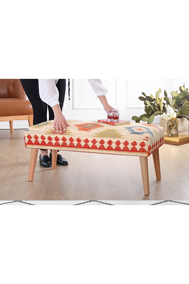 BESHİR KİLİM BENCH PUF, KREM - 3