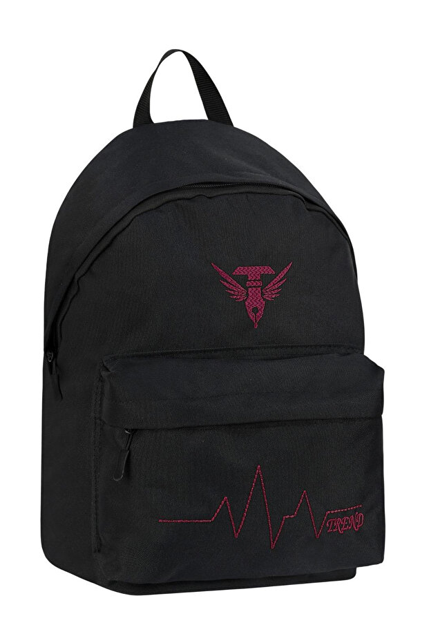 Unisex Black Claret Red Large Volume Backpack Suitable for Daily and School Use