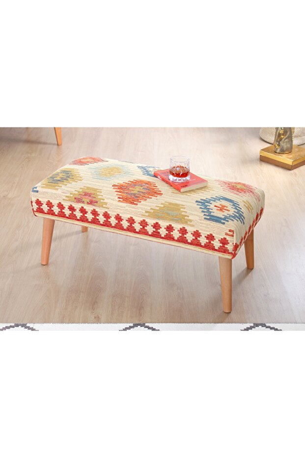 BESHİR KİLİM BENCH PUF, KREM - 5