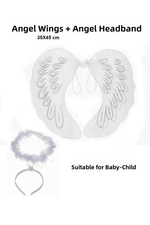 Ilkeshop White Lace Tulle Fairy Name and Fairy Crown Set (130205) 45X40 cm