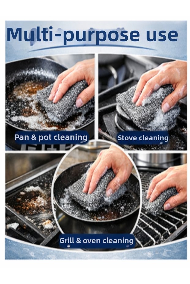 10 Pieces 20×20 cm Inox Wire Cleaning Cloth – Non-Scratch Dish & Tough Dirt Cloth