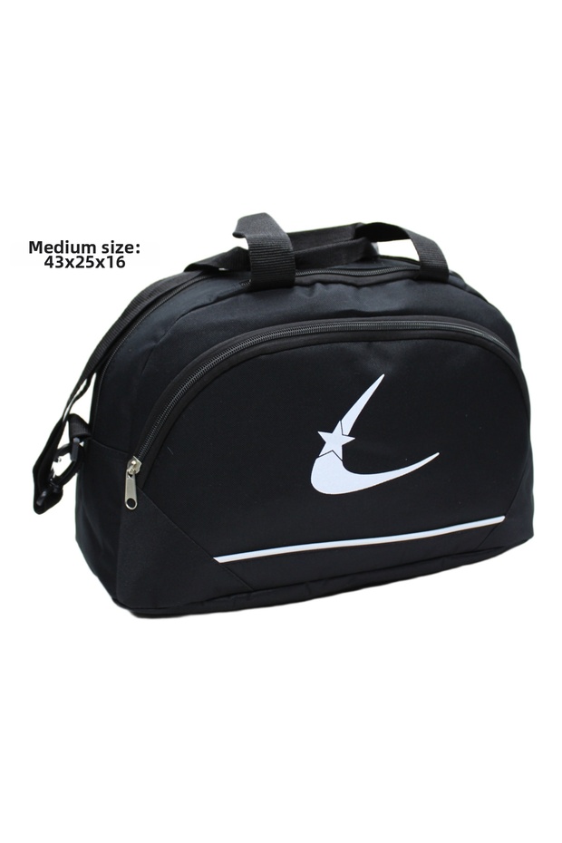 Black Two-Compartment Long Strap Unisex Medium-Sized Travel Fitness and Sports Bag