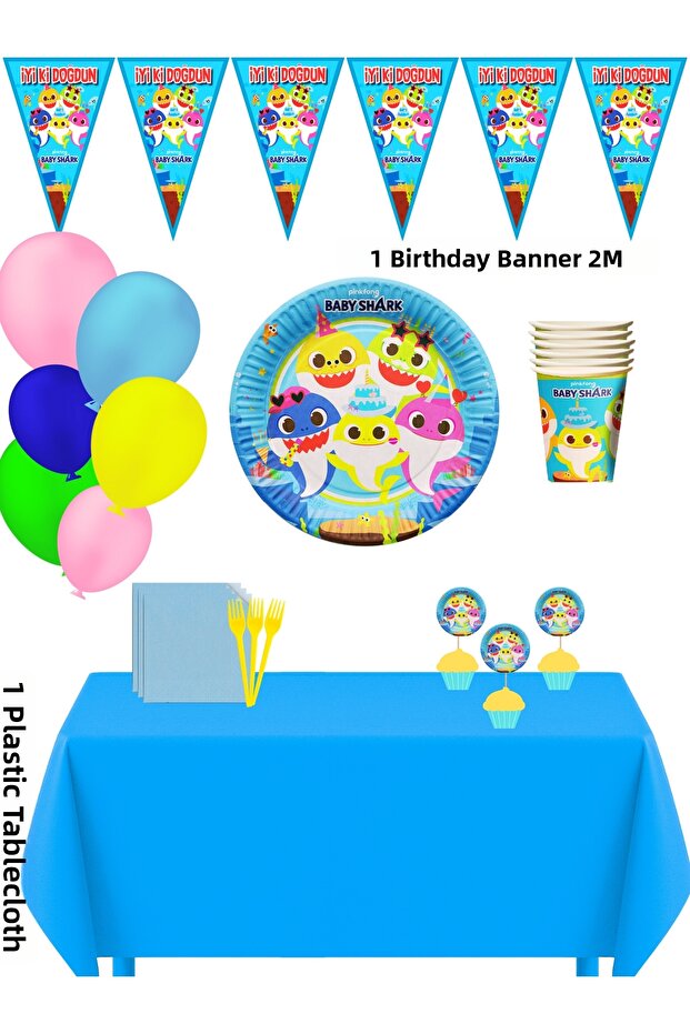 Baby Shark 16-Piece Birthday Party Decorations Set