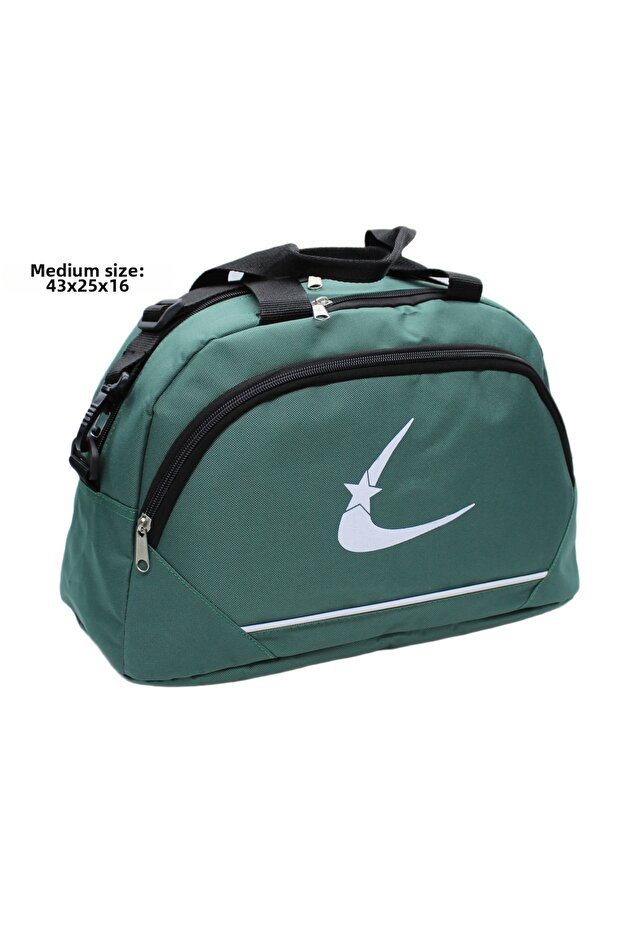 Black Two-Compartment Long Strap Unisex Medium-Sized Travel Fitness and Sports Bag