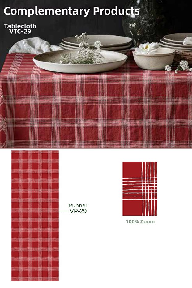 سجادة ريدرو منقوشة - أحمر / أبيض-VR - 3