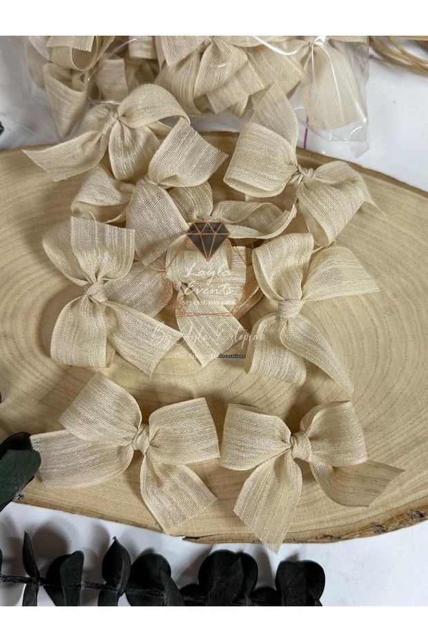 Linen Ribbon Ready Bow 30 Pieces - Caramel
