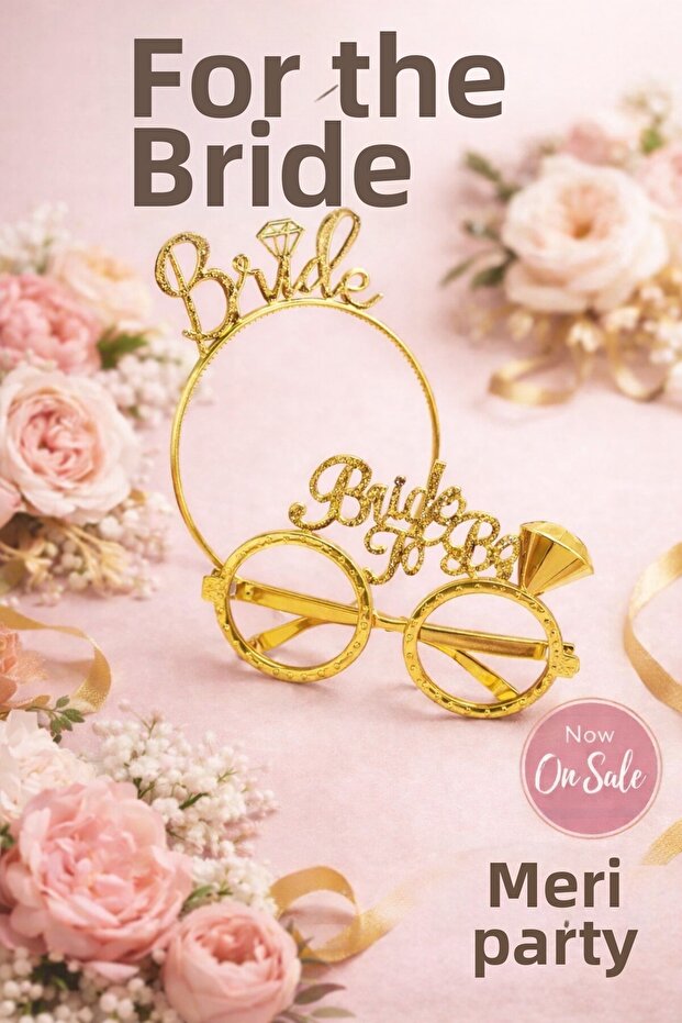 Gold Bride Crown and Bridal Glasses Set – Bachelorette & Bridal Shower Accessory