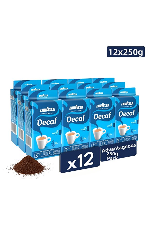 Decaffeinated Filter Coffee, Decaf, Caffeine-Free Coffee, Low Acidity, Smooth Drink - 250 Grx12