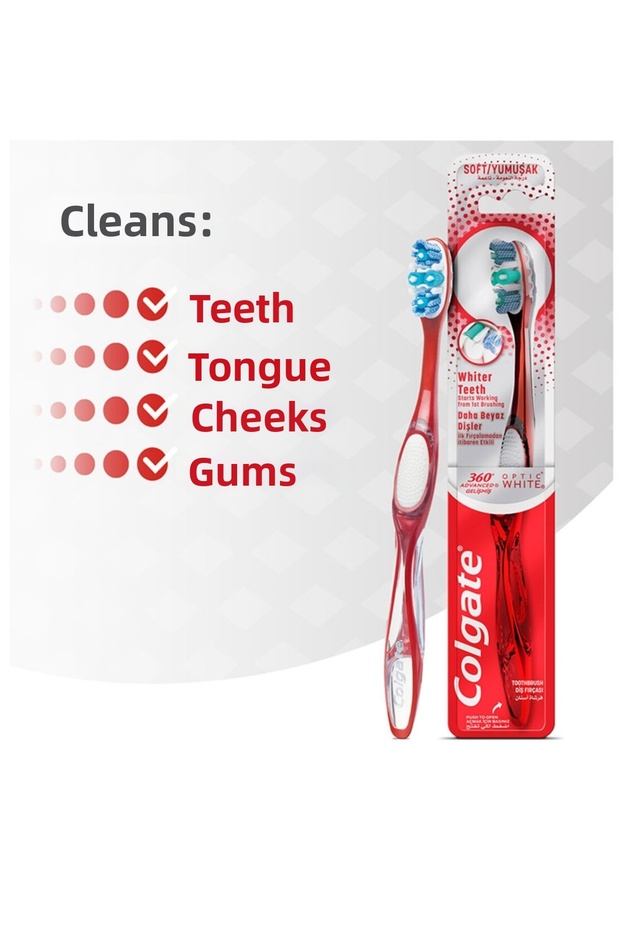 فرشاة أسنان ناعمة بيضاء متطورة 360 درجة - 3