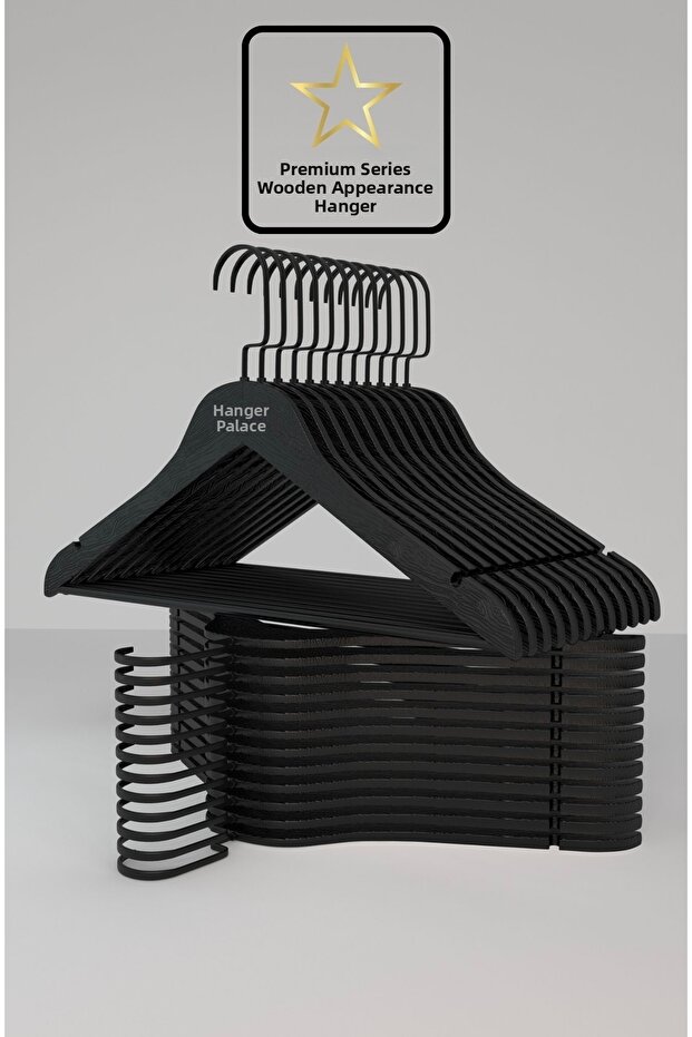 Black Wooden Look Premium Special American Hook Hanger 24 Pieces