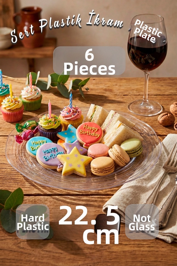 22cm 6 Pieces Hard Plastic Mica Presentation Serving Plate Soup Fruit Appetizer Salad Dessert Plate Snack Bowl