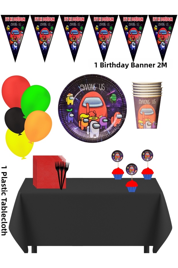 Among Us Amongus 40-Person Birthday Party Decorations Set