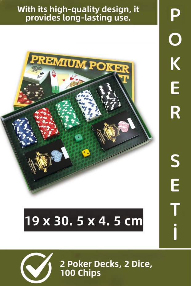 Luxery Texas Holdem Casino Blackjack 100 Poker Chip 2 Playing Cards Premium Box Poker Game Set