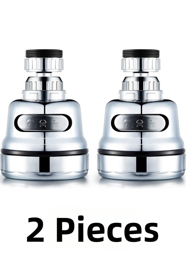 Set of 2 Chrome-Plated Faucet Heads with 3 Functions