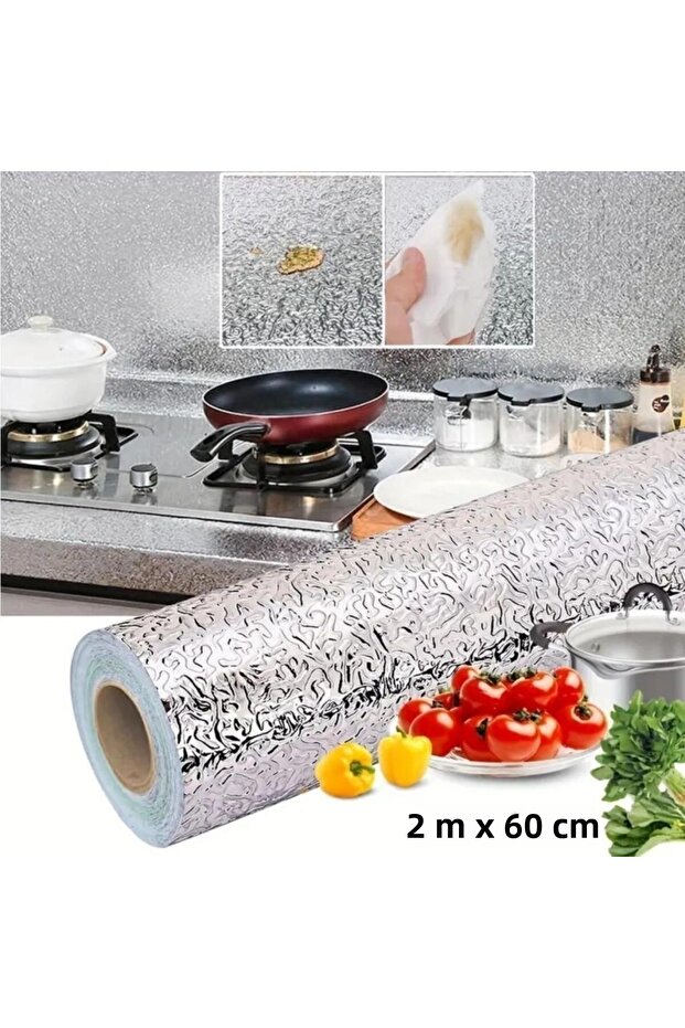 Roll Silver Aluminum Foil Wallpaper, 2 m X 60 cm Self-Adhesive Inside the Shelf, Waterproof