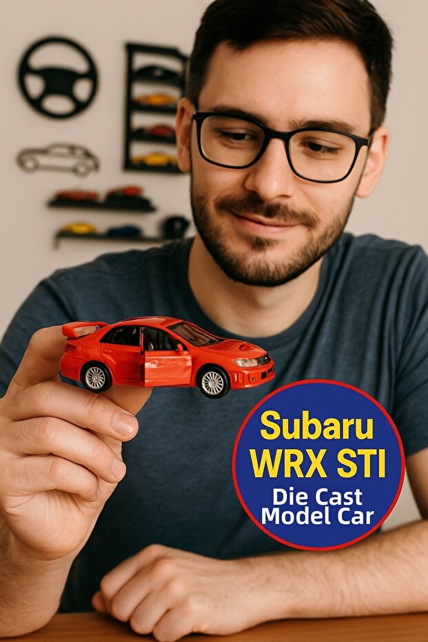 Far East Series Subaru Wrx Sti Red Opening Doors Diecast Pull Drop Metal Model Car 11cm 1:32