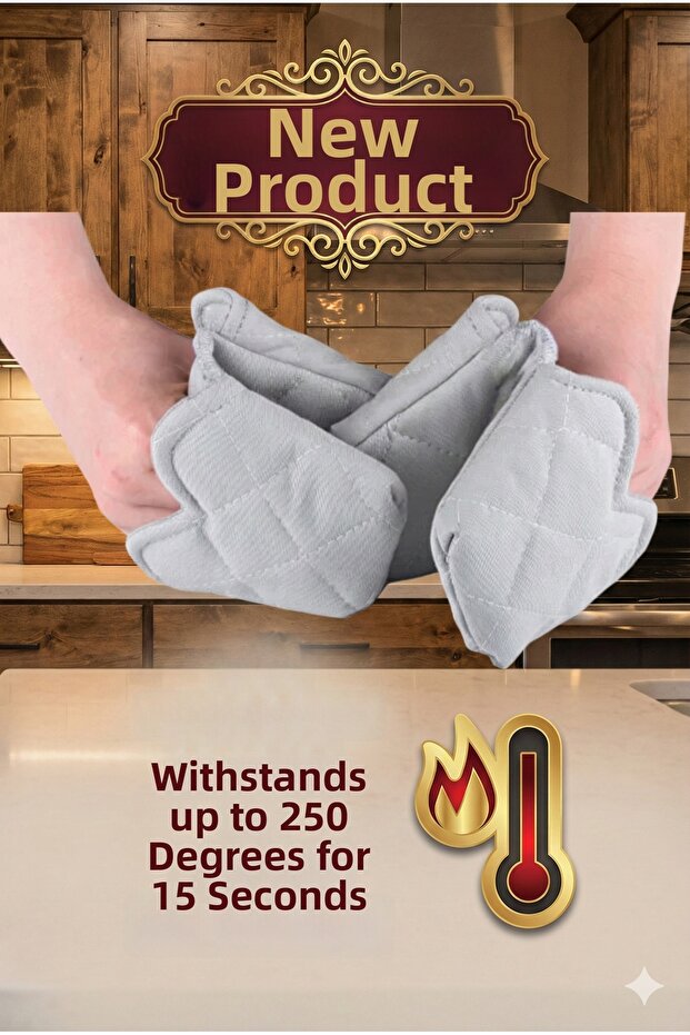 Heat Resistant Crab Insulated Fabric Oven Mitt Pot Tray Handle 2 Pieces (Not Silicone)