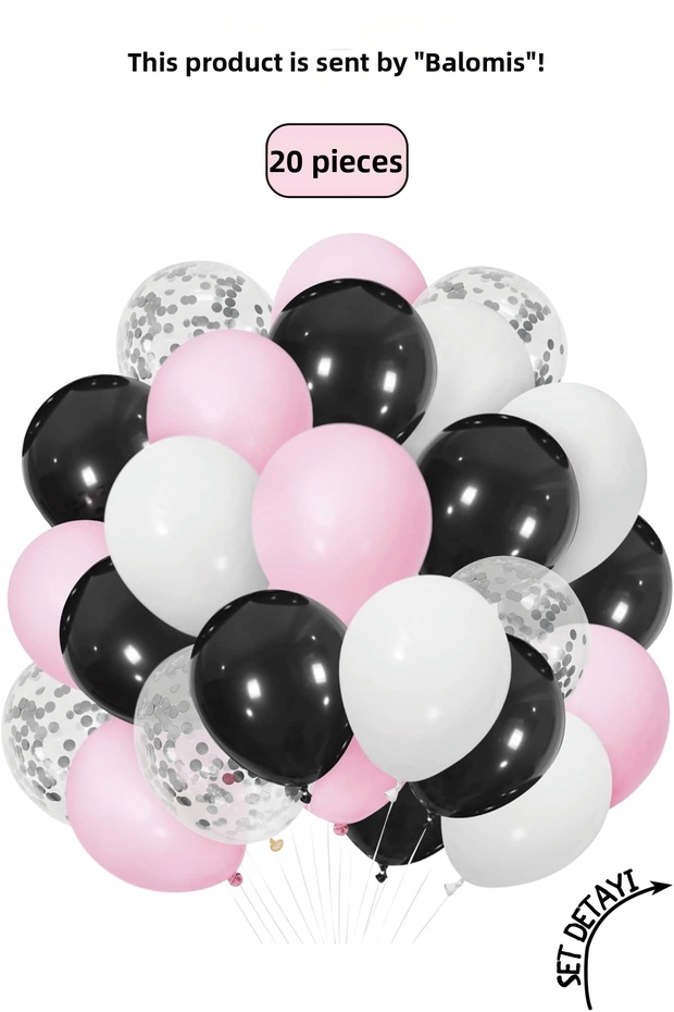 Pink Black White Transparent Balloon Set 11 Inch Party Concept