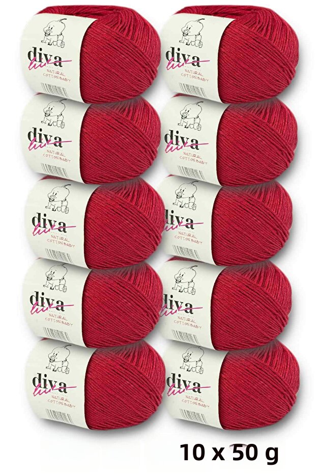 Premium Amigurumi Ipi Punch (Panç) Bebe Soft Cotton 500 Gr (Pack of 10) - Red