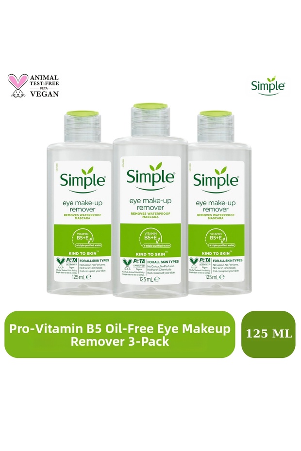 Kind to Skin Waterproof Mascara Remover Oil-Free Makeup Remover 125 ml Set of 3