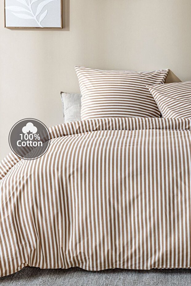 Stripe 100% Cotton Oversized Duvet Cover Set - 3