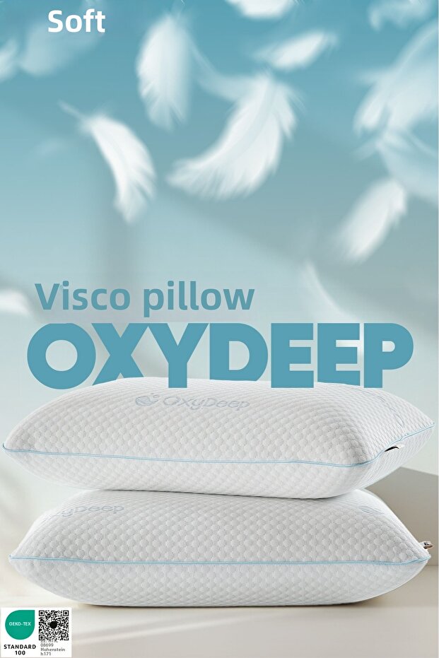 Oxydeep Anti-Fatigue Visco Pillow [Soft] Ergonomic Plump Support Sleeping Pillow