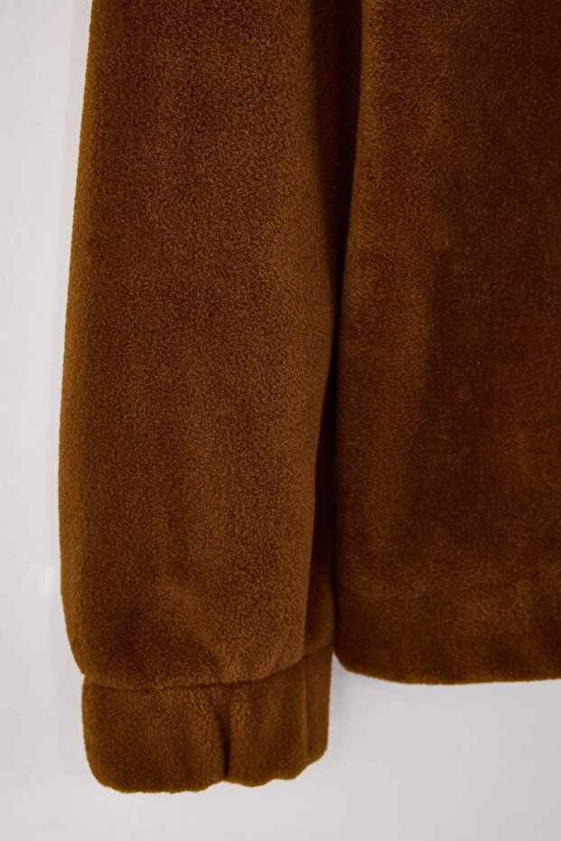 Kahverengi Oversize/Geniş Kesim Nakışlı Polar Sweatshirt TMNAW26SW00030 - 7