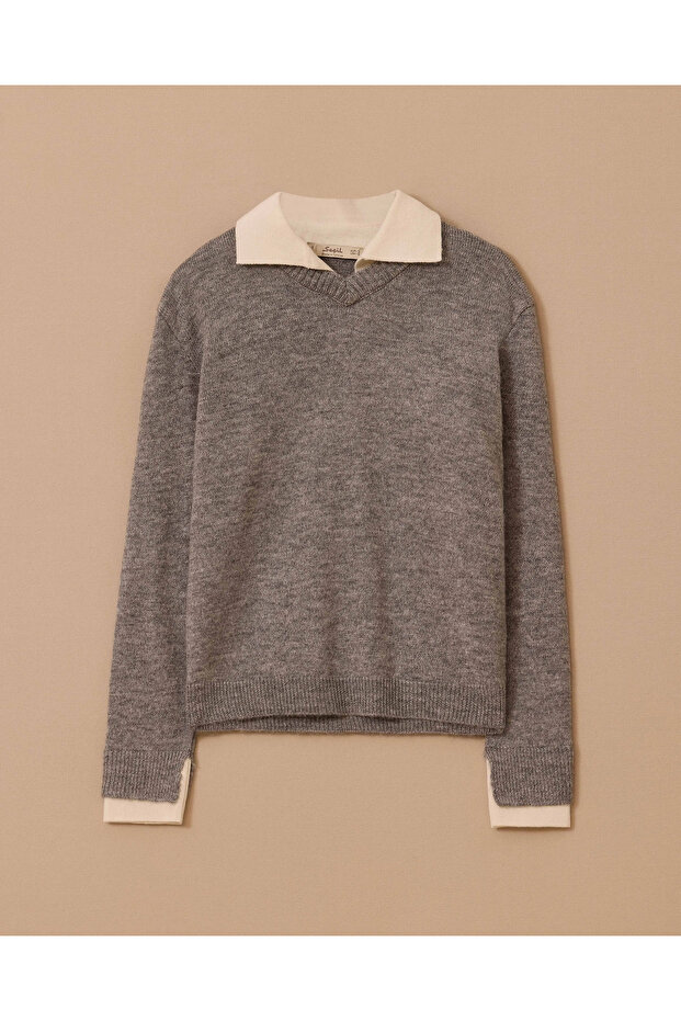 Gömlek Yaka Basic Triko Bluz - 6